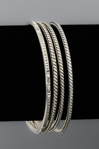 Sterling silver solid patterned bangle 56 mm