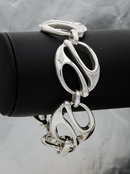 Sterling silver open oval link bracelet 20 cm