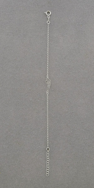 Sterling silver bracelet with an angel wing.