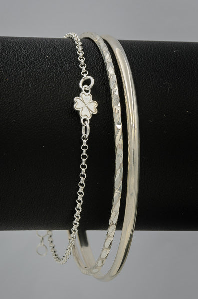 Sterling Silver Belcher Bracelet with Clover Charm - Silvertree Jewelry #