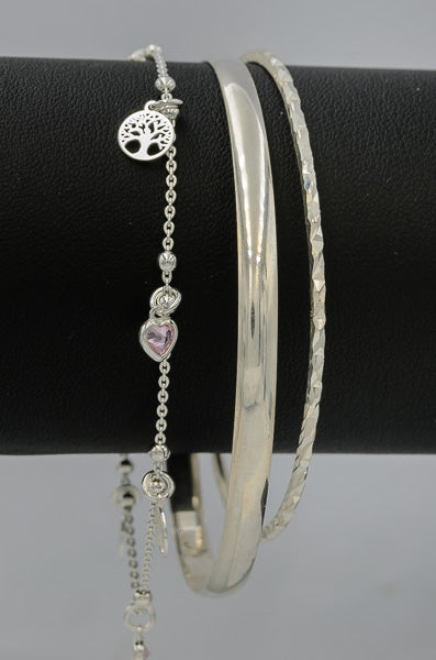 Sterling silver tree of life and hearts bracelet