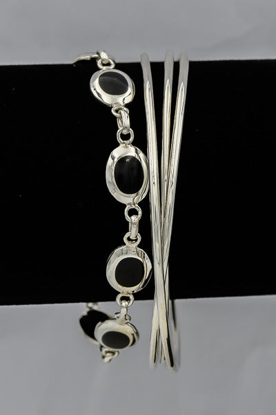 Sterling silver and onyx bracelet