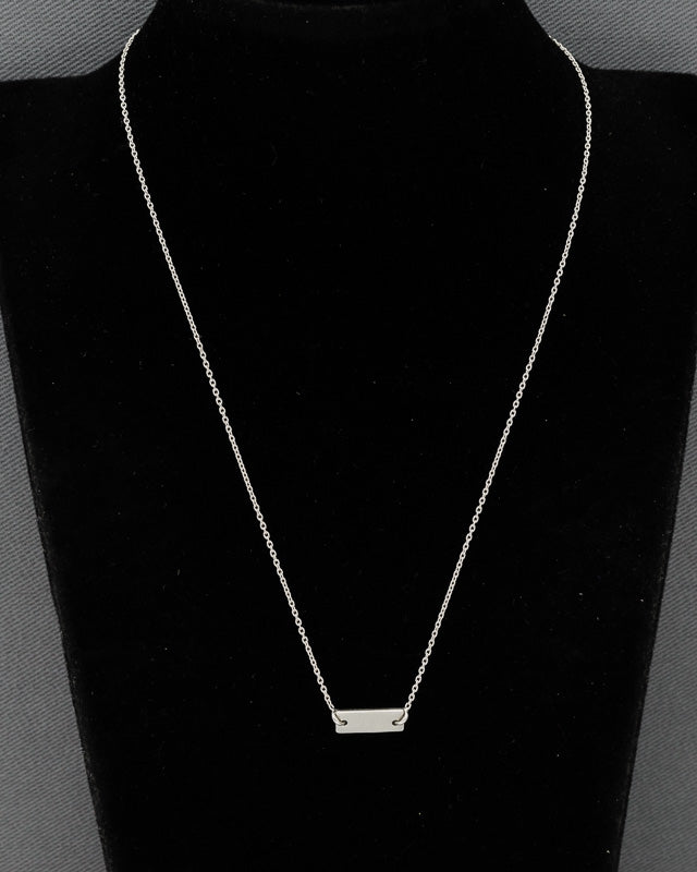 Sterling Silver Rectangle Disc Necklace 42cm