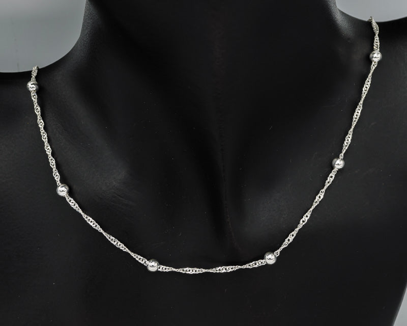 Sterling silver singapore chain with silver balls
