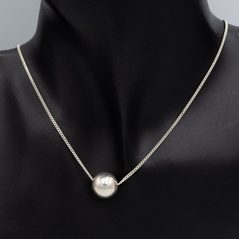 Sterling Silver Ball Pendant Necklace 45cm