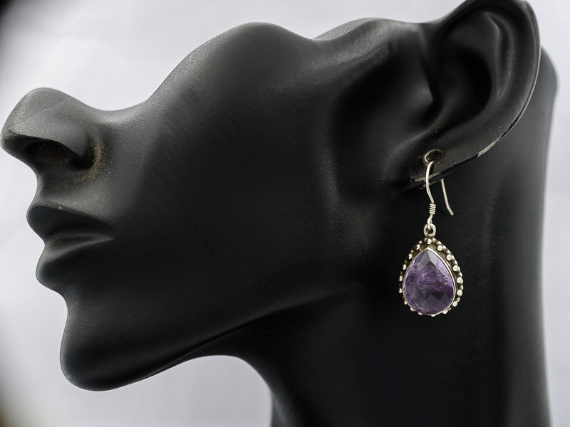 Amethyst drop set in sterling silver