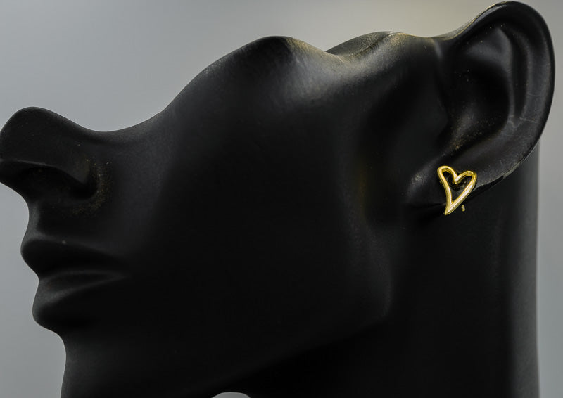 Sterling silver gold plated open heart earring M