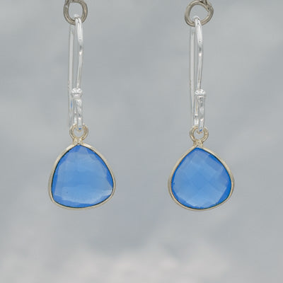 Sterling silver earring with blue chalcedony