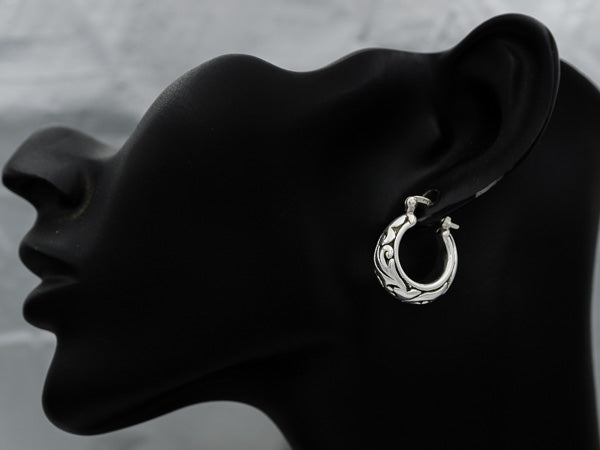 Sterling silver Bali style hoops