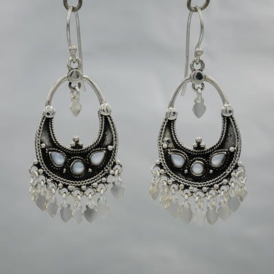 Bohemian style earrings in sterling silver