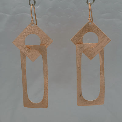 Rose gold square and rectangle earring - Silvertree Jewelry #