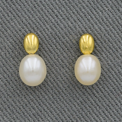 Sterling silver gold plated pearl studs