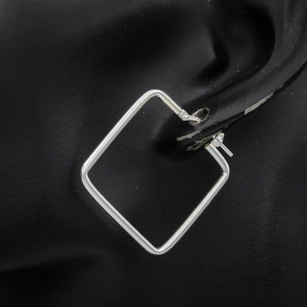 Sterling silver square hoops medium