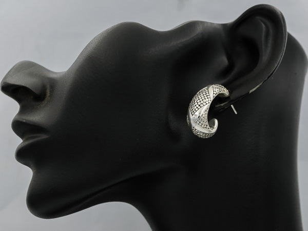 Sterling silver textured hoop