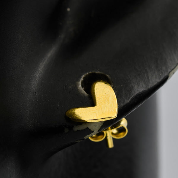 Modern gold plated heart studs