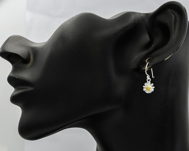 Sterling silver daisy with gold plated stamen danglers
