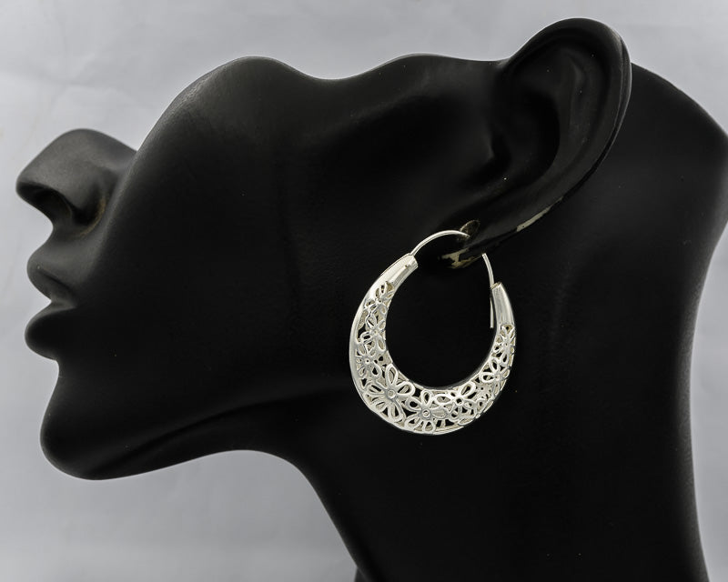 Sterling silver cut out hoop earrings