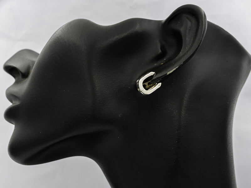 Sterling silver hammered huggy earring