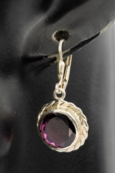 Amethyst set in silver danglings - Silvertree Jewelry #
