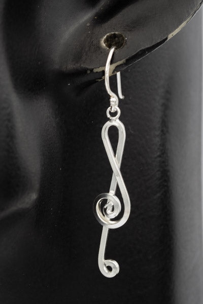 Sterling silver music key earring - Silvertree Jewelry #