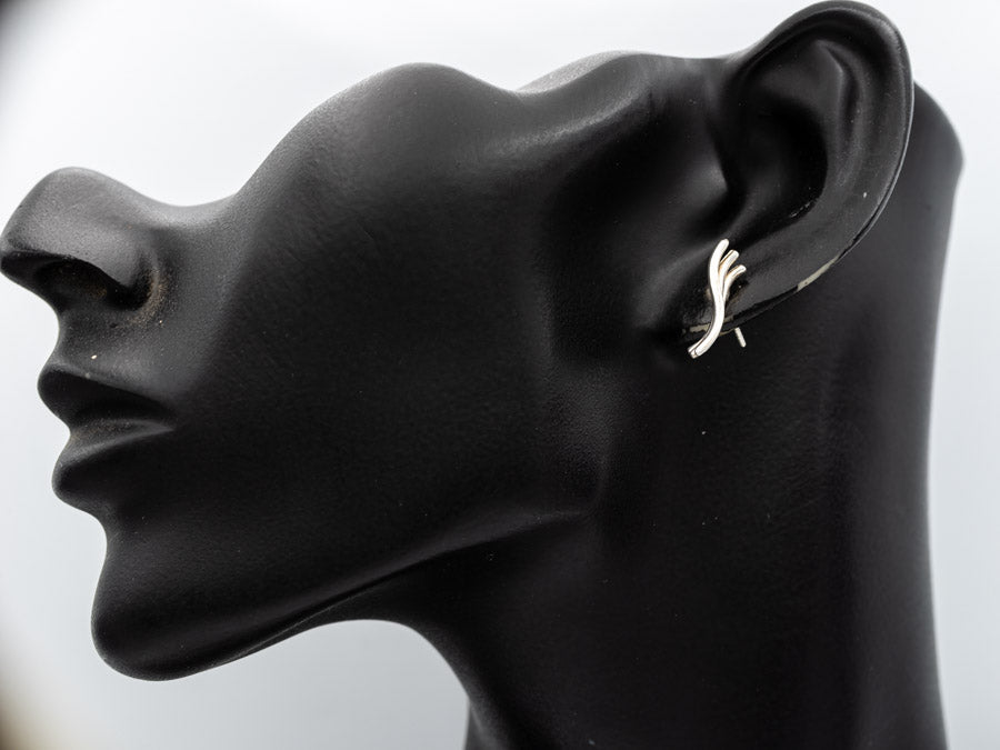 Sterling Silver Triple Band Earrings S Curve Design
