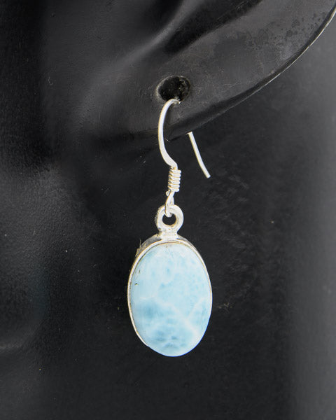 Larimar set in sterling silver dangling earrings