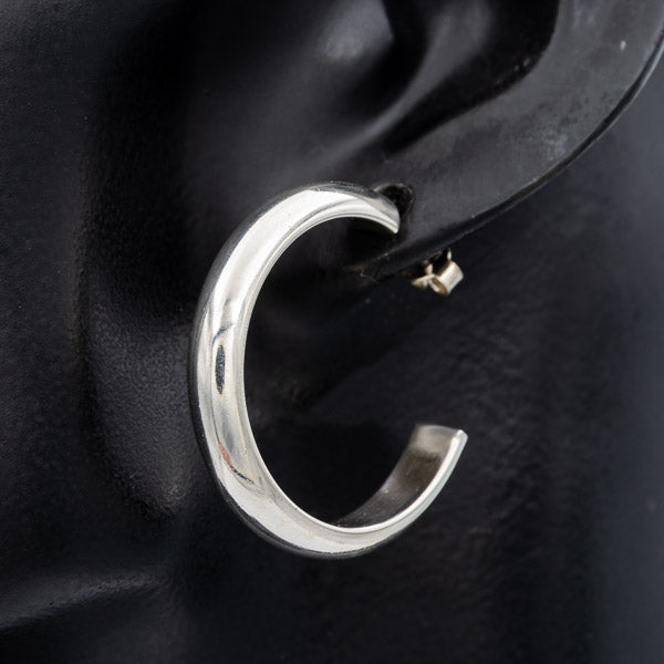 Half round Sterling hoops 3 cm x 6 mm