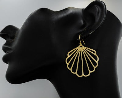 Gold plated scallop fan earrings - Silvertree Jewelry #