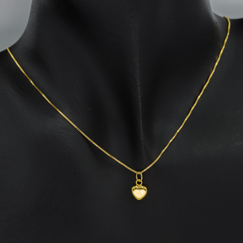Sterling Silver Puffy Gold Plated Heart Pendant - Silvertree Jewelry #
