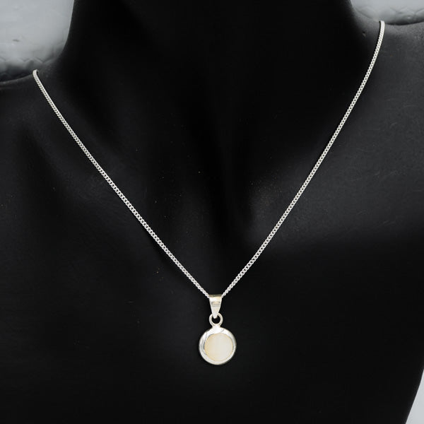 Small Mother of Pearl Pendant in Sterling Silver - Silvertree Jewelry #