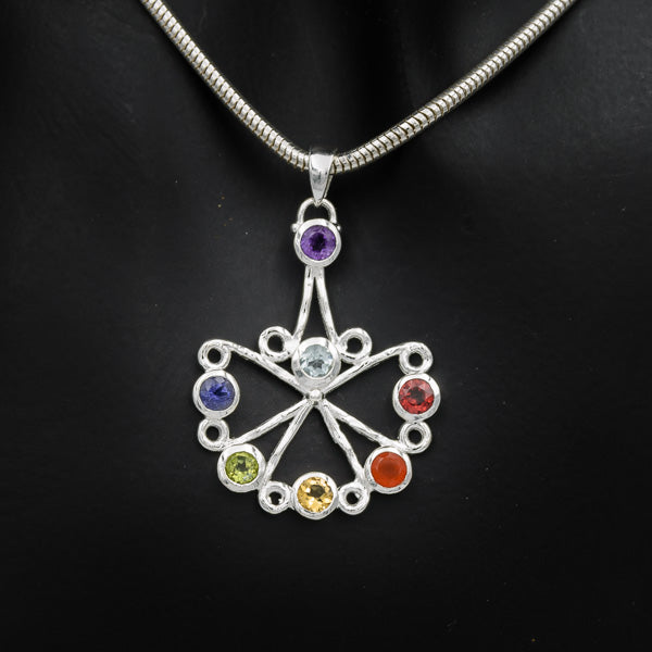 Sterling silver pendant with semi precious stones