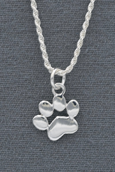 Sterling silver dog paw pendant