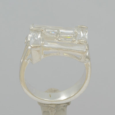 Sterling silver rectangle cubic ring