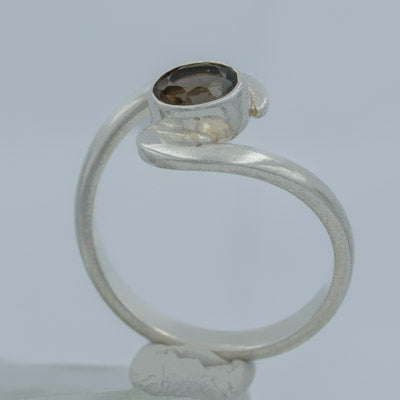 Sterling Silver Smoky Quartz Scroll Band Ring - Silvertree Jewelry #