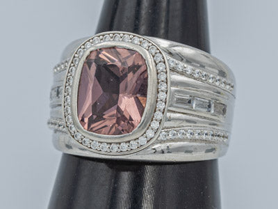 Sparkling Sterling Silver Pink Cubic Ring - Eye-Catching Elegance