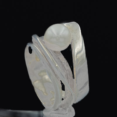 Sterling Silver Multi Band Ring with Freshwater Pearl - Silvertree Jewelry #