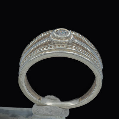 terling Silver Triple Bar Ring with Central Cubic Detail - Silvertree Jewelry #