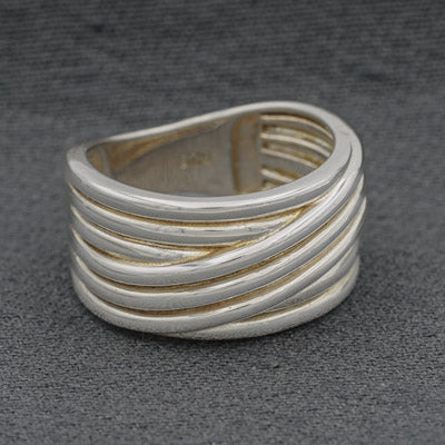 Sterling Silver Multi Wire Ring with Slanted Detail