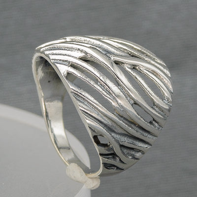 Sterling silver diagonal line ring
