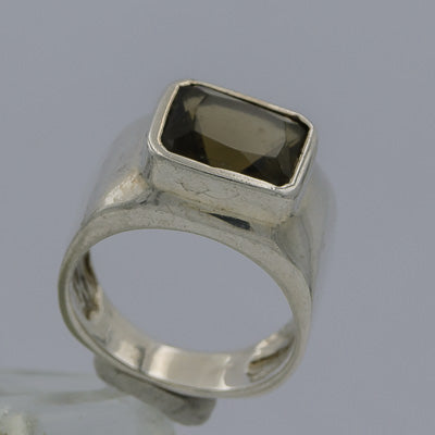 Sterling silver with a smoky quartz