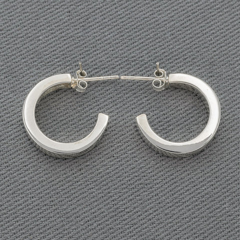 Sterling silver hoops with square edges