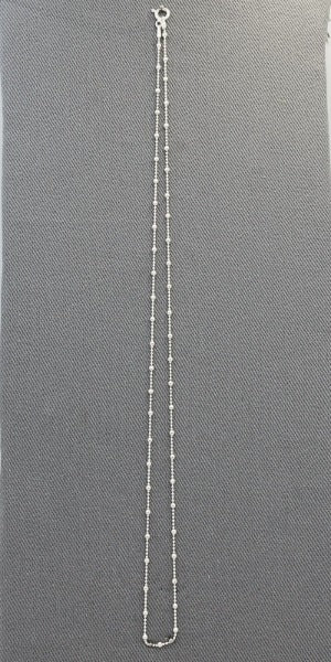 Sterling Silver Ball Chain Necklace 1mm with 2mm Beads – Modern Beaded Silver Chain