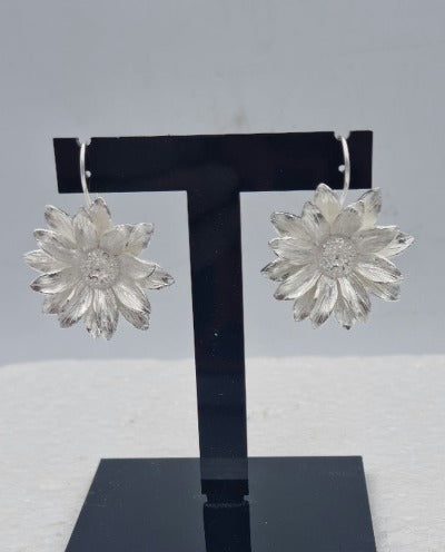 Sterling silver daisy drop earrings