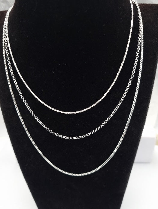 Sterling silver  layered chains med length