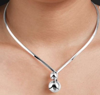 Sterling silver omega choker with 2 balls