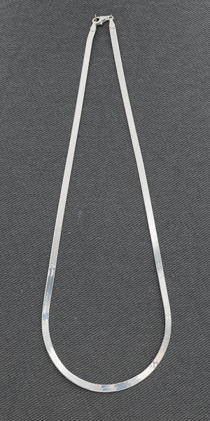 5mm Sterling Silver Magic Herringbone Chain Necklace – Bold Flat Statement Silver Chain