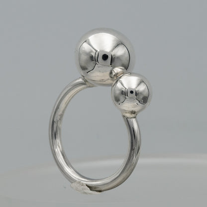 Sterling silver double ball ring