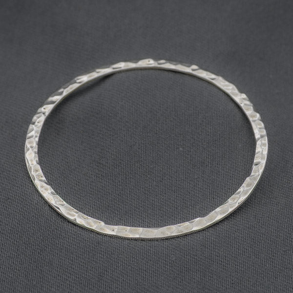 Sterling silver bangle hammered and flat