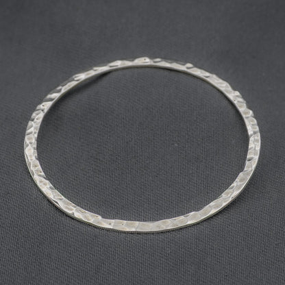 Sterling silver bangle hammered and flat