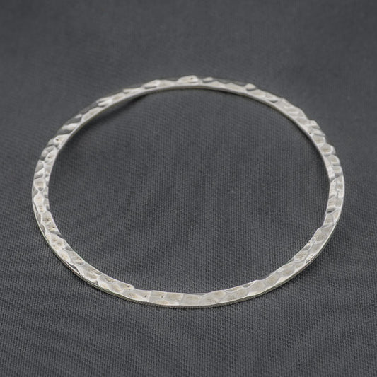 Sterling silver bangle hammered and flat